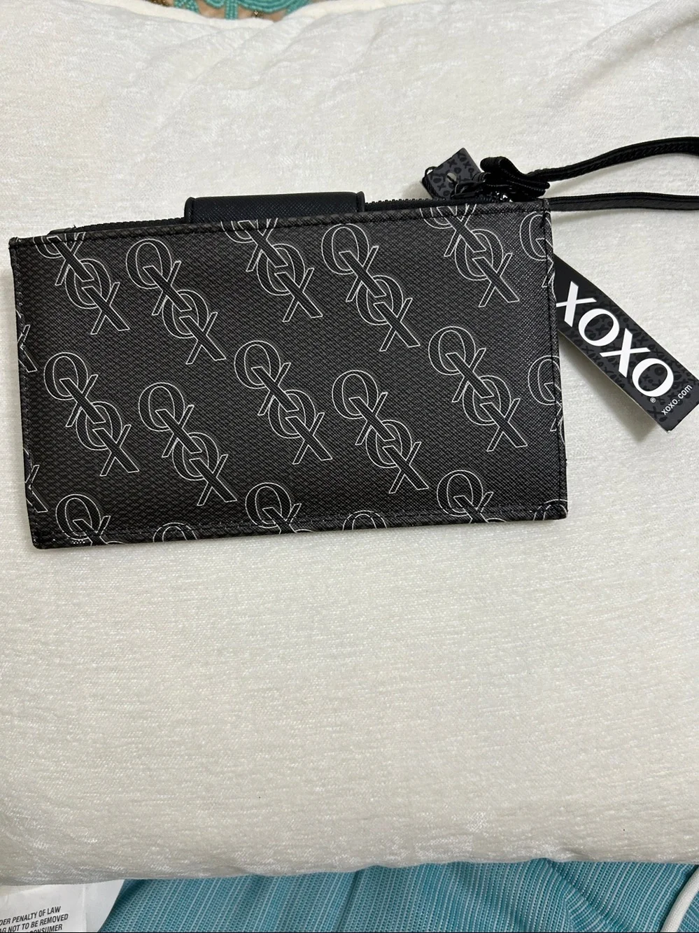 XOXO Black Monogram Wristlet Card Holder